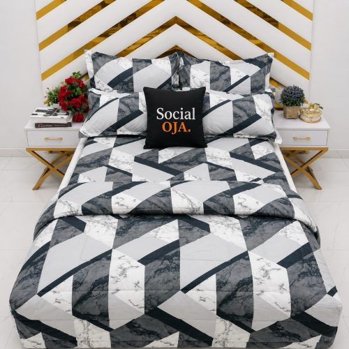 1901425c-4977-4a2c-a52b-31ccfd19c923.jpeg Black Shadow Stroke Flat Bedsheet King size and Superking Size