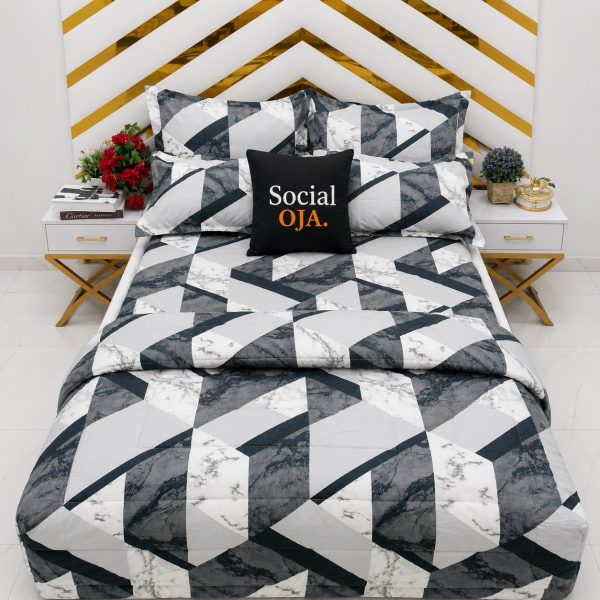 Black Shadow Stroke Flat Bedsheet King size and Superking Size