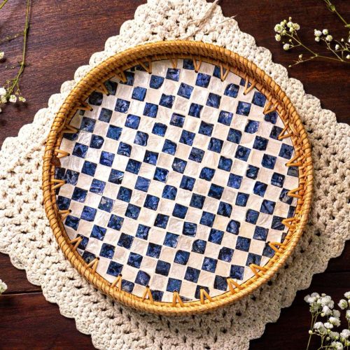 44d81cf4-b1a2-4c85-98d8-ff8f4161dd75.jpeg Rattan Serving Tray - Wicker Coffee Table Centerpiece Tray 30cm