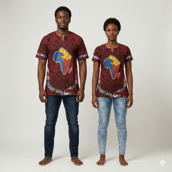 Dashiki Shirt / Dashiki Dress - African print top – Unisex - Red background