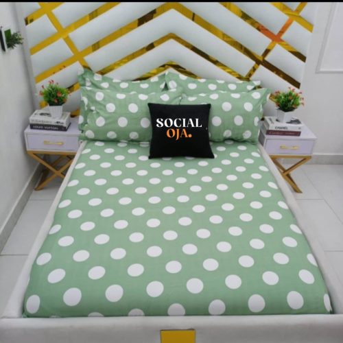 WhatsApp-Image-2022-07-23-at-10.03.42-AM1.jpg Mint Green Polka Dot Flat Bedsheet with Pillowcases