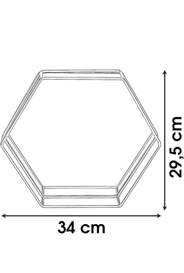 Hexagon Gold Decorative Mirror Tray Serving Platter (Large 34cm x 30cm x 5cm)