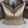 Luxury Champagne Gold Cushion Cover Piped in Black Satin 18x18