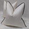 Ivory Ripple Cushion Cover, Piped in Black Satin 18x18  