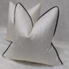 Ivory Ripple Cushion Cover, Piped in Black Satin 18x18  