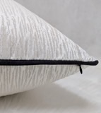 Ivory Ripple Cushion Cover, Piped in Black Satin 18x18  