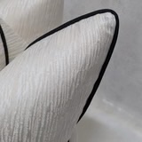 Ivory Ripple Cushion Cover, Piped in Black Satin 18x18  