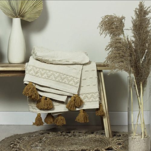 Screenshot Boho Cotton Tufted Throw | Ochre