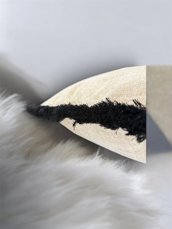Marka Beige/Black Fringe Cushion Cover