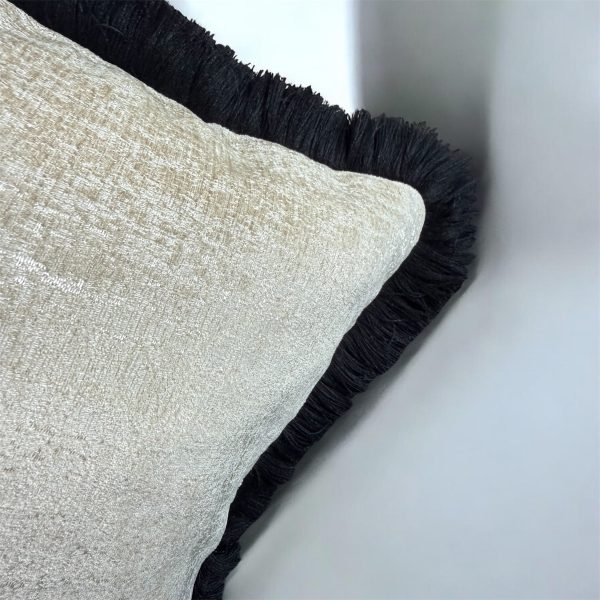 Marka Beige/Black Fringe Cushion Cover